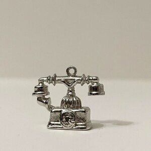 Vintage Avon Telephone Pendant Charm Metal Small No Loop